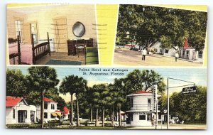 1940s ST AUGUSTINE FL PALMS HOTEL AND COTTAGES US 1  LINEN POSTCARD P3498