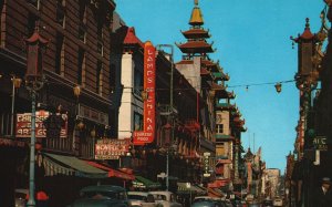 Vintage Postcard Grant Avenue Chinatown Main Street San Francisco California CA