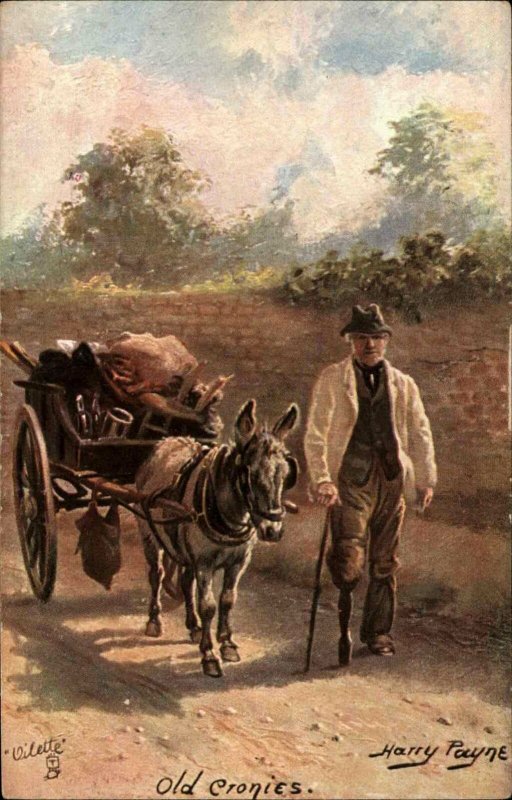 TUCK OILETTE Poor Man's Friend No 9388 Donkey Cart HARRY PAYNE c1910 Postcard 