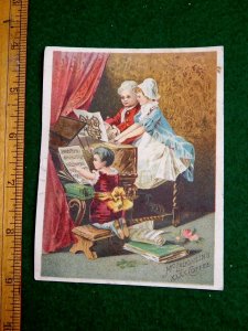 1870s-80s Cute Kids Piano In German & English McLaughlin Coffee Trade Card F40