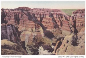 Coyote Canyon The Badlands Nat Monument South Dakota Hand Colored Albertype