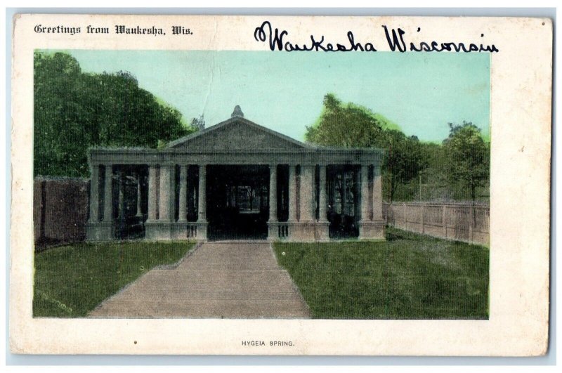 c1905 Greetings From Waukesha  Wisconsin WI Vintage Antique Unposted Postcard