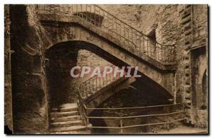 Belgium Bouillon Old Postcard Interior of the castle of Bouillon Staircase Va...