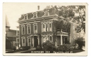 RPPC Postcard Riverside Inn Montpelier VT Vermont