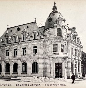 Langres France Savings Bank 1910s WW1 Postcard Europe Caisse Deparone PCBG12A