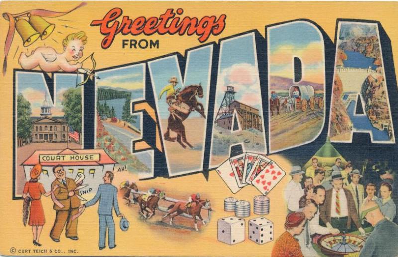 Greetings From Nevada - 1941 - Linen Large Letter - Linen