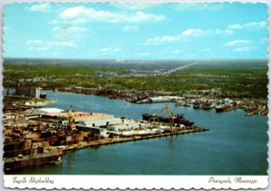 VINTAGE CONTINENTAL SIZE POSTCARD THE INGALLS SHIPBUILDING YARD AT PASCAGOULA MS