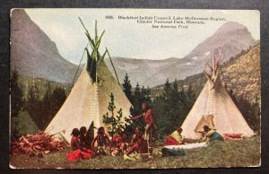 Mint USA Picture Postcard Native American BlackFeet Indian Council McDermott