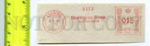 420951 DENMARK 1938 year Nordysk BANK Aalborg Postage meter piece of COVER