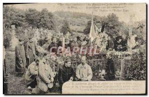Old Postcard Lisieux Cemetery soldiers from Group pray Therese