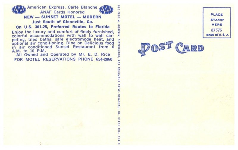 Georgia Glennville ,  Sunset Motel