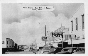 TOWN SCENE EAST SIDE OF SQUARE LLANO TEXAS ZENITH RADIO DEXTER PRESS POSTCARD