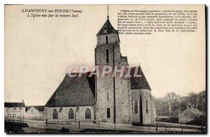 Old Postcard Champigny sur Yonne Yonne Church view through the South