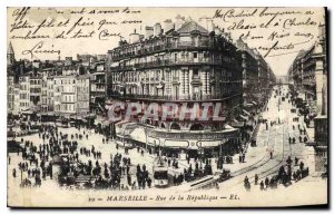 Old Postcard Marseille Rue de la Republique Tramway