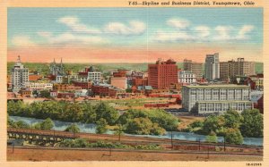 Vintage Postcard 1920's View of Skyline and Business District Youngstown Ohio