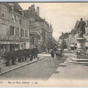 c1910s Langres, France Diderot Place Plaza Market Sharp Collotype Photo Dog A205