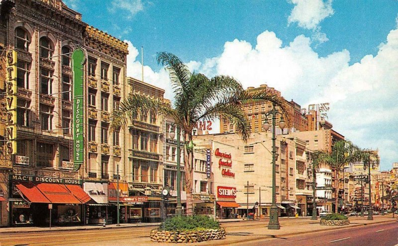 NEW ORLEANS, LA Louisiana CANAL STREET SCENE Stein's~Mac'e~White Bros Postcard