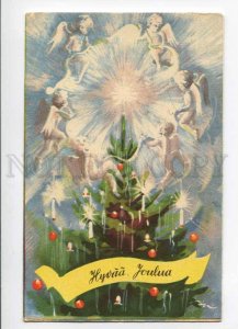 279746 CHRISTMAS X-mas ANGEL Star on Tree Vintage FINLAND PC