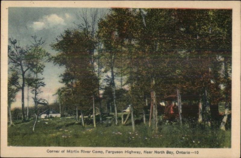 Martin River Camp Ferguson Highway Near North Bay Ontario Postcard