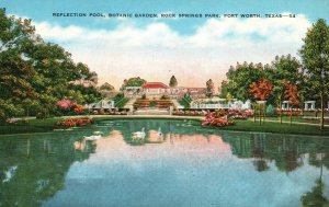 Vintage Postcard Reflection Pool Botanic Garden Rock Springs Forth Worth Texas