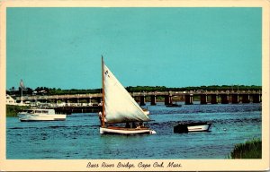 Bass River Bridge Cape Cod Massachusetts MA Sailboat Postcard PM Hyannis MA WOB  