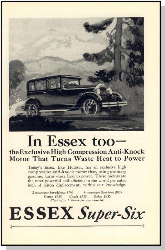 Stylish 1927 Essex Super-Six Car/Auto/Automobile Ad