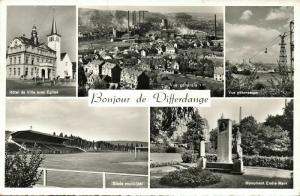 luxemburg, DIFFERDANGE, Stade Municipal, Multiview (1957) Stadium Postcard RPPC