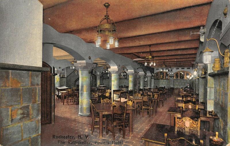 Rochester NY Lonely Gent @ Back Table~Powers Hotel~Rathskellar~Beer Steins c1910