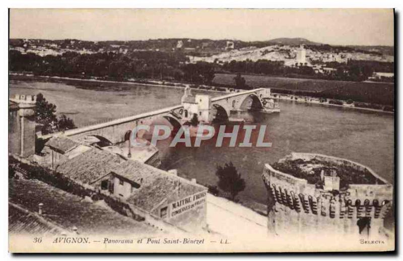 CPA Avignon Panorama et pont Saint Benezet 