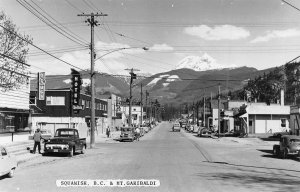 Street Scene Squamish & Mt Garibaldi Canada 1950s RPPC Real Photo postcard