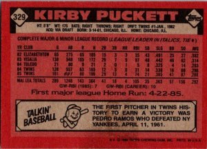 1986 Topps Baseball Card Kirby Puckett Minnesota Twins sk2607