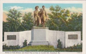 Missouri Hannibal Statue Of Tom Sawyer & Huck Finn At Foot Of Cardiff Hill Cu...