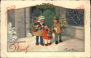Pauli Ebner Christmas Joyeux Noel Children Baby Dolls Vintage Postcard