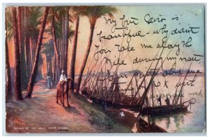 1906 Banks of the Nile Near Cairo Picturesque Egypt Oilette Tuck Art Postcard