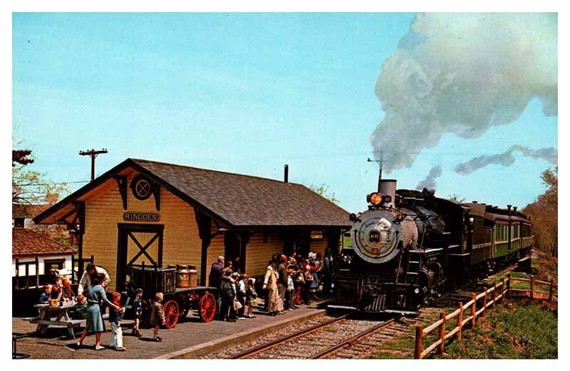 Postcard TRAIN STATION SCENE Ringoes New Jersey NJ AT6100