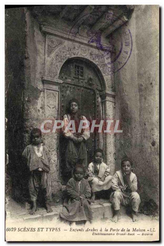 Old Postcard Scenes And Types Arab Children At The Gate Of The House Children