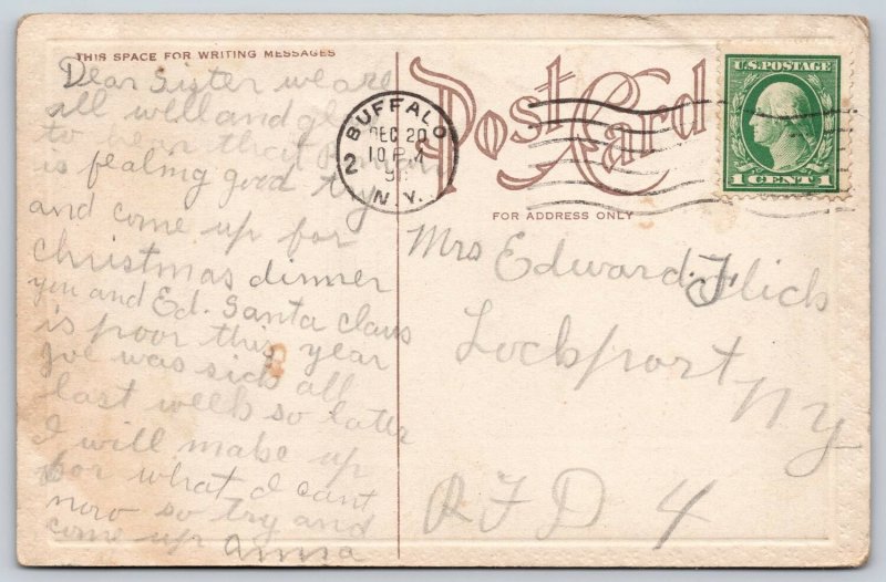 c.1913 Vintage Christmas Postcard with Pilgrim Dress