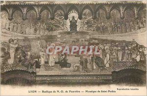 Old Postcard Lyon Basilica of Our Lady of Fourviere Mosaic of Saint Pothinus