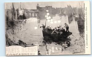 Concarneau Souvenir de la Fete des Filets Bleus Boat France Vintage Postcard C63