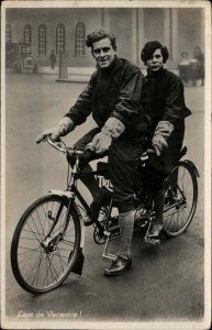 Tandem Bicycle Triumph? 1930s-40s Real Photo Postcard - Advertising?