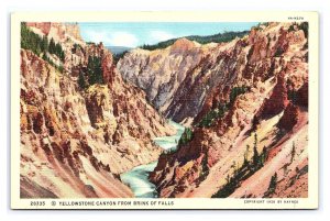 Yellowstone Canyon Brink Of Falls Yellowstone National Park Wyoming Postcard