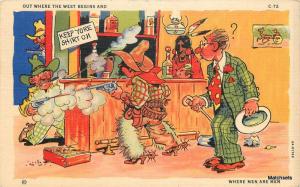 1940s Ray Walters Cowboy Western Humor Indian linen postcard 9409