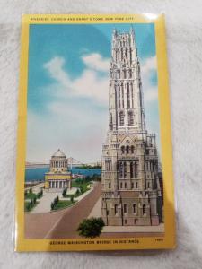 Antique Postcard, Riverside Church and Grant's Tomb, New York City