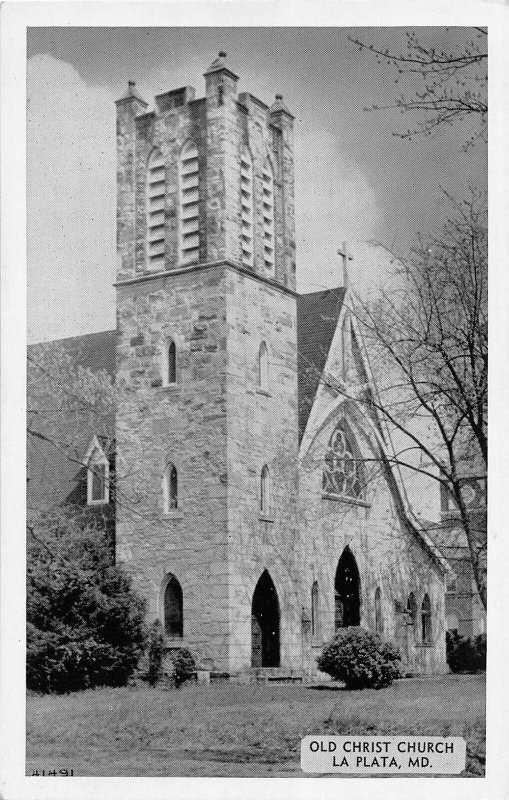 F52/ La Plata Maryland Postcard c1940s Old Christ Church Building