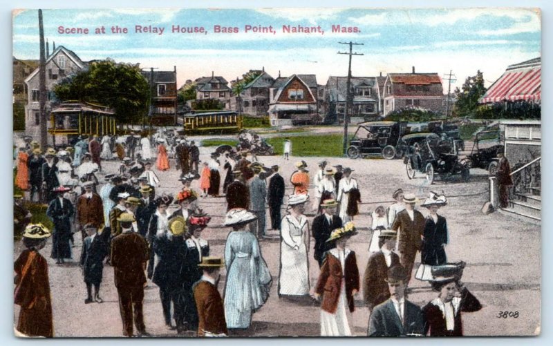 NAHANT, MA Massachusetts~ TROLLEY CARS at RELAY HOUSE 1921 Essex County Postcard