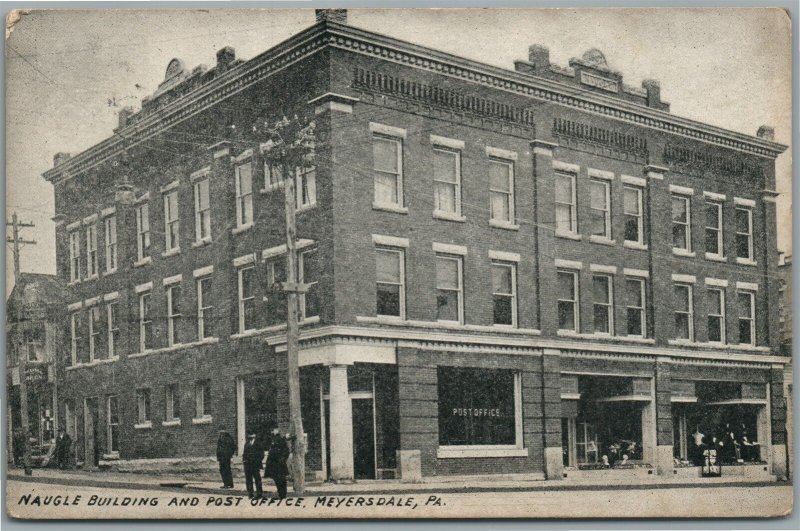 MEYERSDALE PA NAUGLE BUILDING & POST OFFICE ANTIQUE POSTCARD