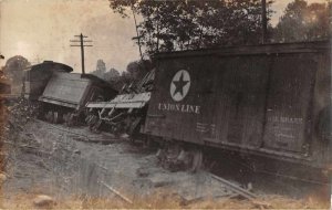 Union Line Train Wreck Real Photo Vintage Postcard JE359423