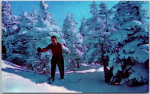 Skier At Taft Slalom Trail Cannon Mountain Franconia New Hampshire NH Postcard