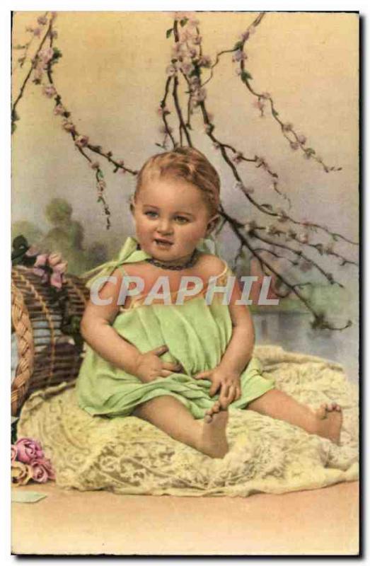 Fancy Happy New Year Old Postcard Children baby