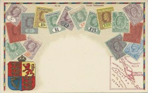 Straits Settlements, Stamp Images on Early Embossed Postcard, Unused 